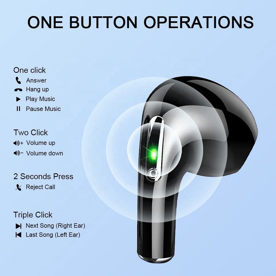 New BT 5.2 Earphones J97 Wireless Headphone HD Mic IP7 Waterproof Noise Cancel TWS Deep Bass Earbud