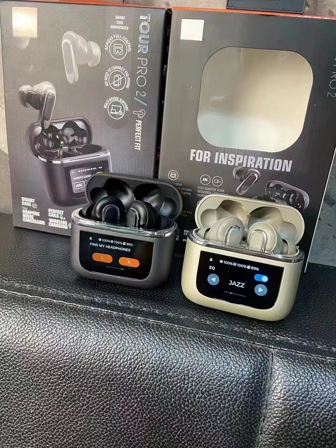 ANC Wireless Earphones with Noise Cancelling Sport Earbuds Headset Smart LCD Touch Screen Microphone Fast Charging V8 Earphone