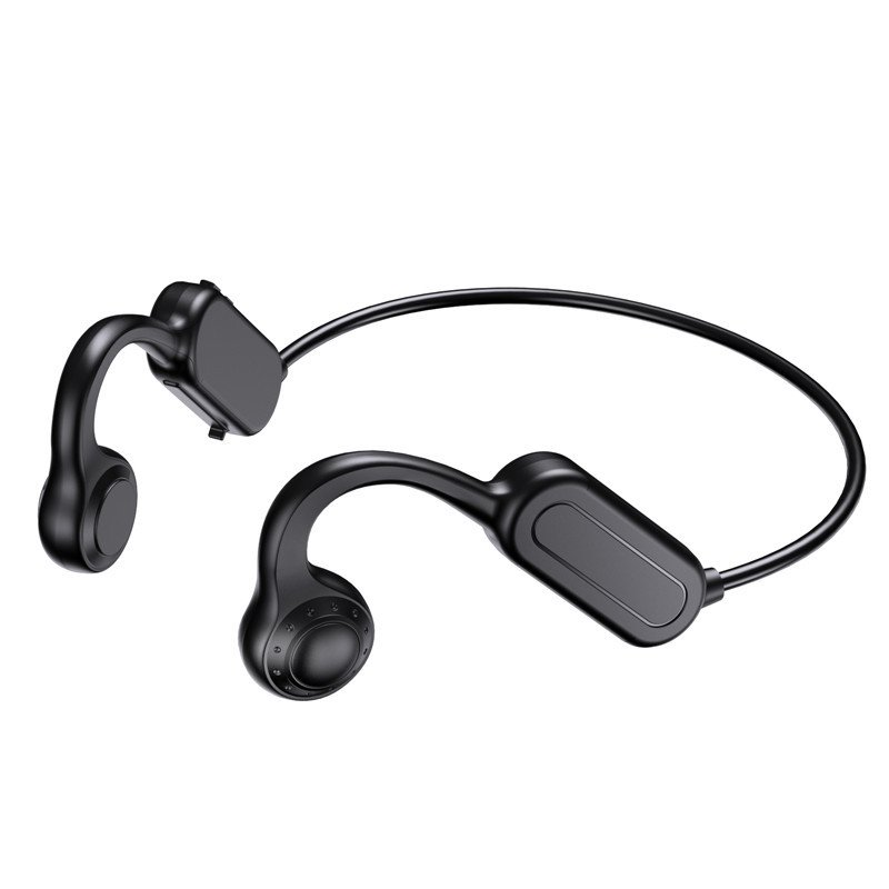 Wireless Air Conduction Bone Conduction Bluetooth Headphones with Memory and Noise Cancellation for Running - White