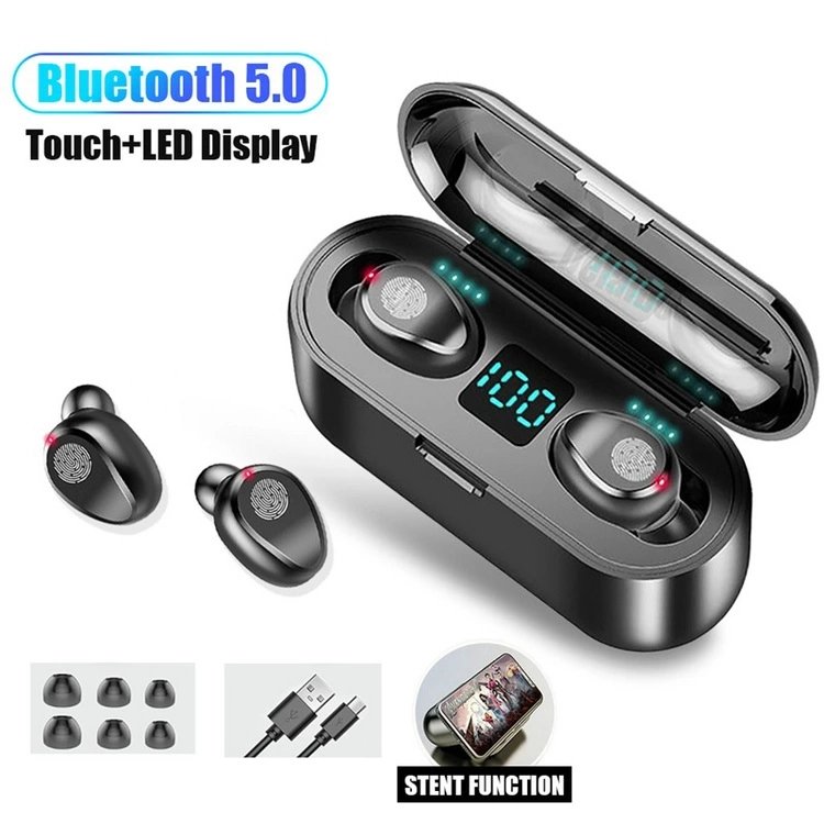 Cheap headphones f9 TWS 5.0 Wireless Earbuds Earphone With 2000mAh Charging Sports Gaming Headset With LED Display headphone