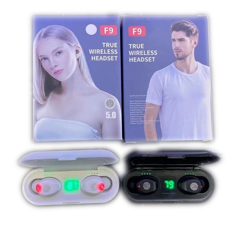 Cheap headphones f9 TWS 5.0 Wireless Earbuds Earphone With 2000mAh Charging Sports Gaming Headset With LED Display headphone