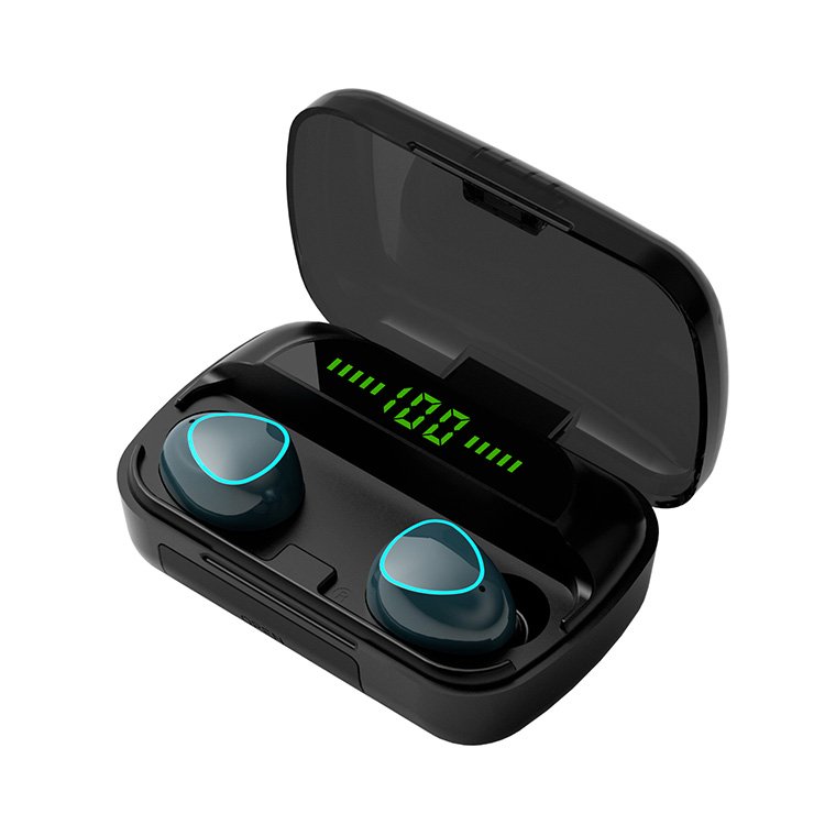 M10 innovative design long play time LED display TWS earphone 9D hifi sound noise cancelling wireless earphone with power bank
