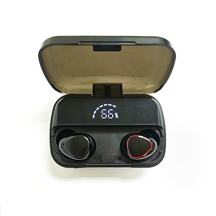 M10 innovative design long play time LED display TWS earphone 9D hifi sound noise cancelling wireless earphone with power bank