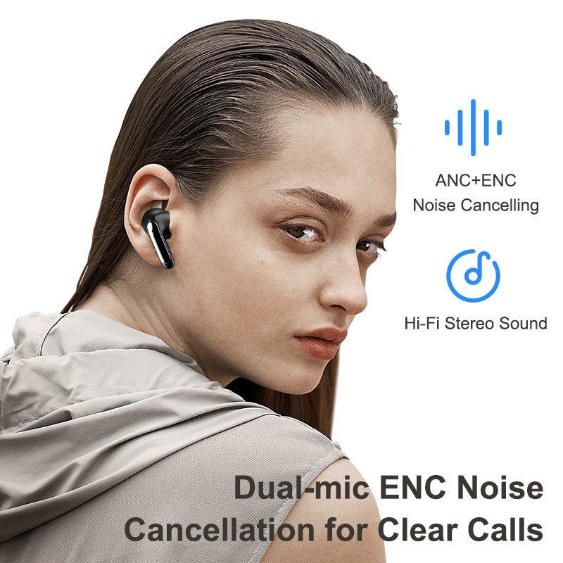 High quality in-ear noise-cancelling Bluetooth airphones earbuds with Digital Display charging case