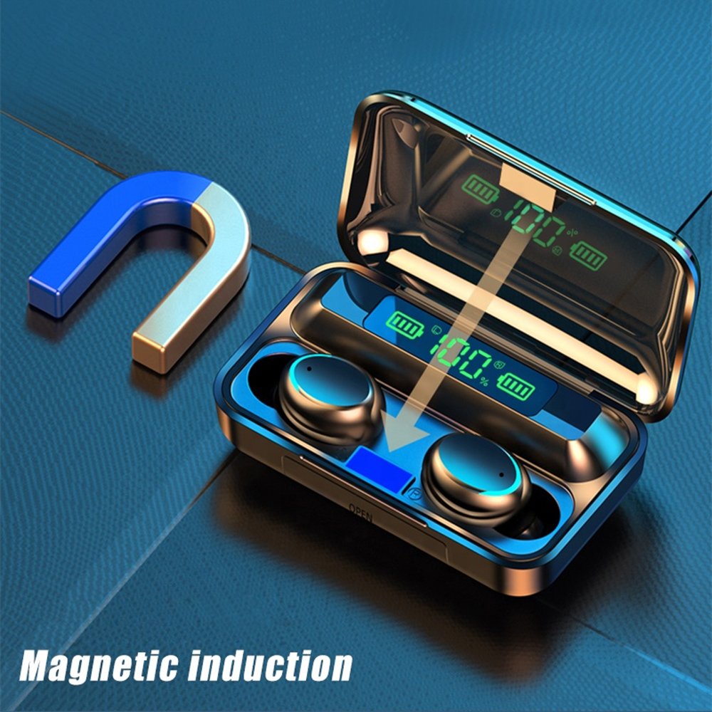 F9 Tws Earphones Wireless Earbuds F9-5 F9-5C in Ear Headphone Hot Sale Original Hifi Fone Stereo Waterproof Power Bank Black OEM
