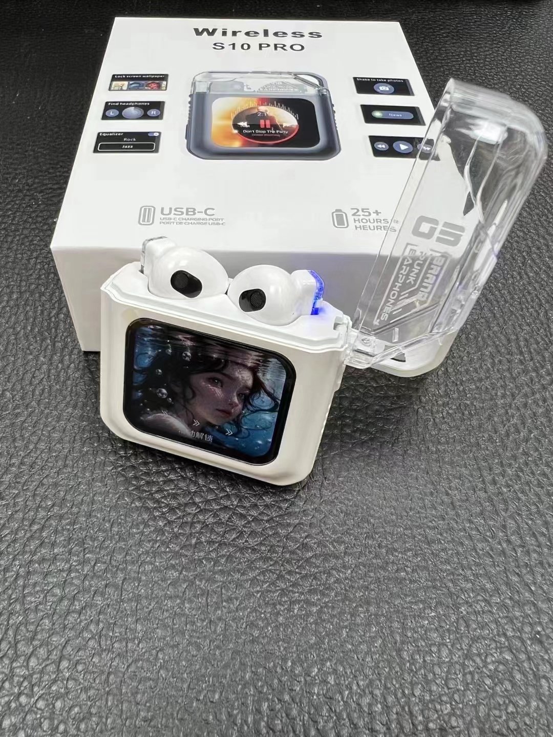 ANC Wireless blue tooth earphones Music clock LED Touch Screen Display headset APP Control TWS earphone Gaming earbuds