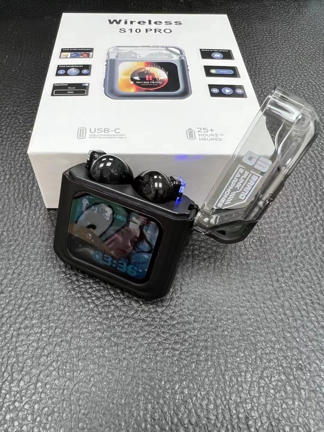 ANC Wireless blue tooth earphones Music clock LED Touch Screen Display headset APP Control TWS earphone Gaming earbuds