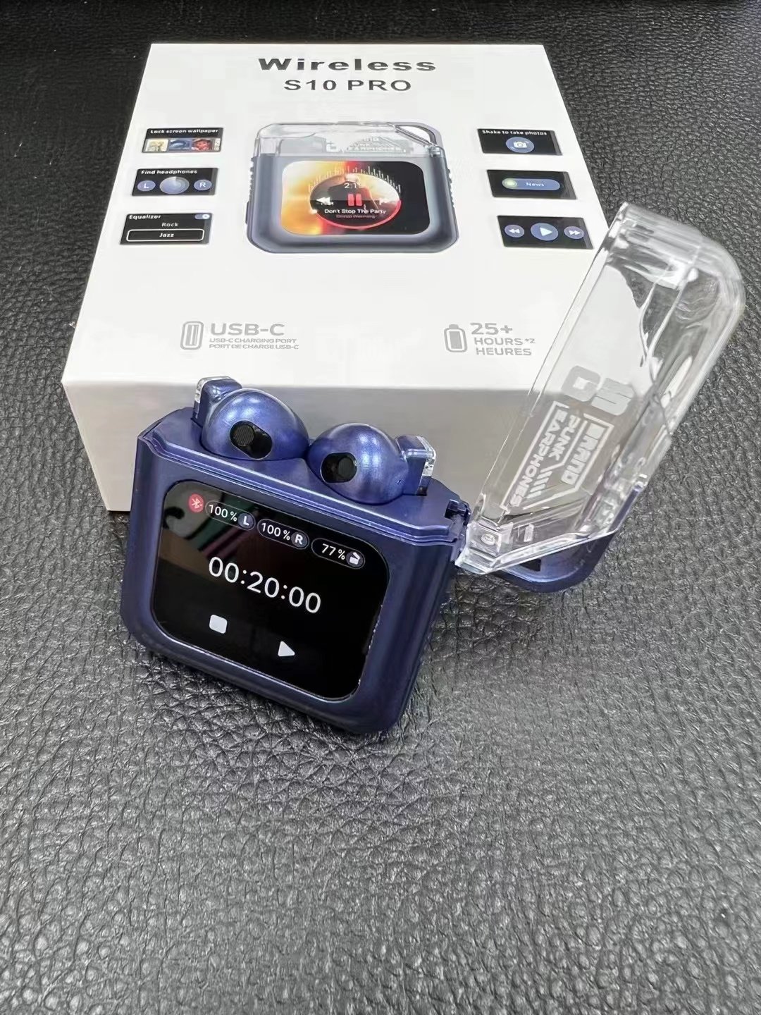 ANC Wireless blue tooth earphones Music clock LED Touch Screen Display headset APP Control TWS earphone Gaming earbuds