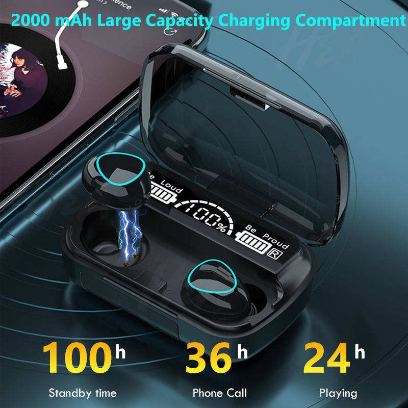M10 Noise Cancelling TWS Earphones & Headphones Sports Headset Wireless Earphone Waterproof M10 Earbuds
