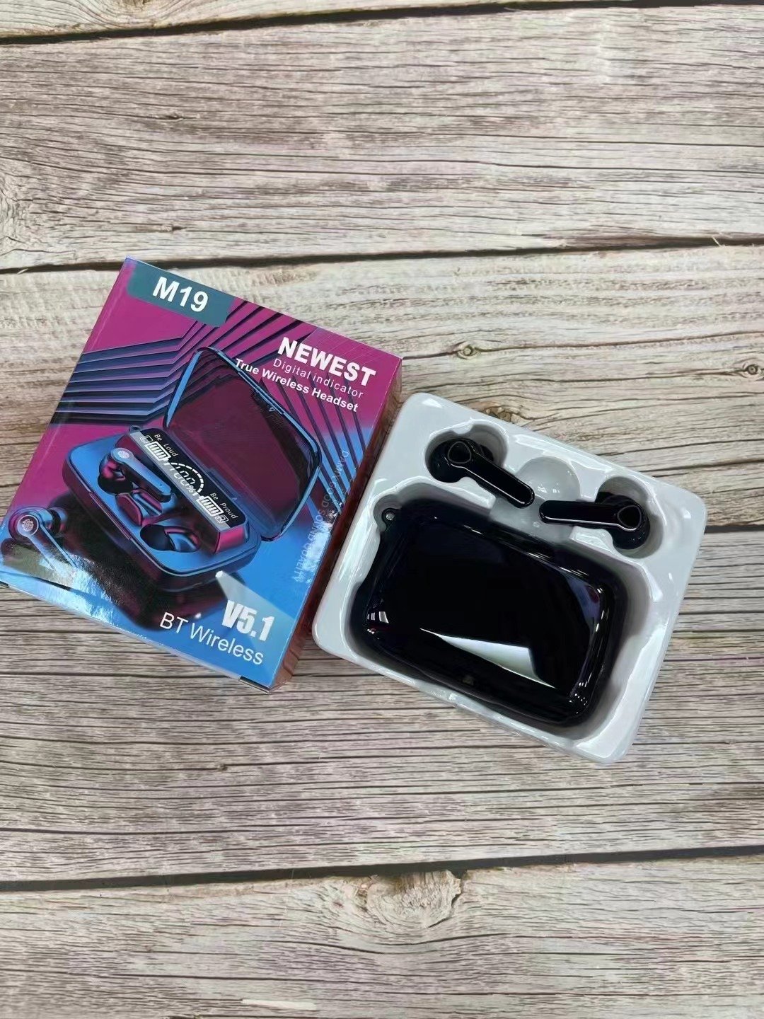 New M19 Wireless Headphones TWS M19 Headset HIFI Mini In-ear Earbuds iOS Android Sports Earphone With Power bank