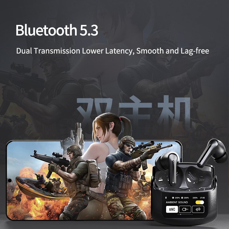 2024 New ANC ENC R06 TWS Wireless Earbuds Noise Cancelling Blue Tooth In-Ear Headphones color Touch Screens Earphone