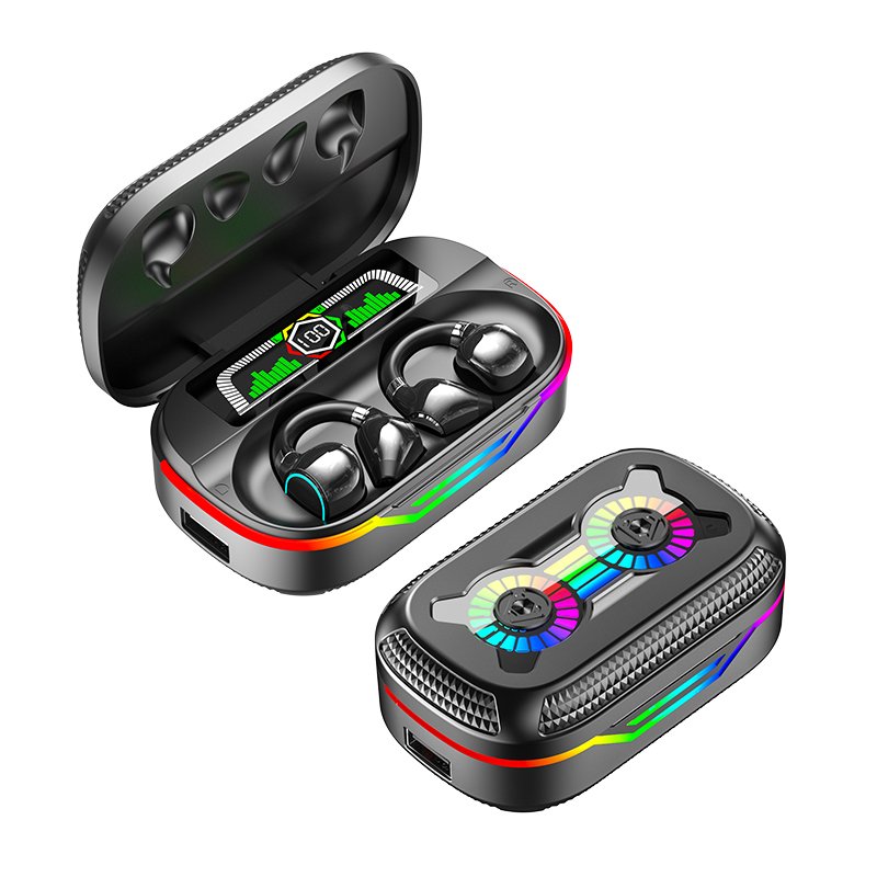 TWS Wireless BT Earphone In-Ear Music Headset with Touch Control RGB Light Gaming Features Digital Display Battery Indicator
