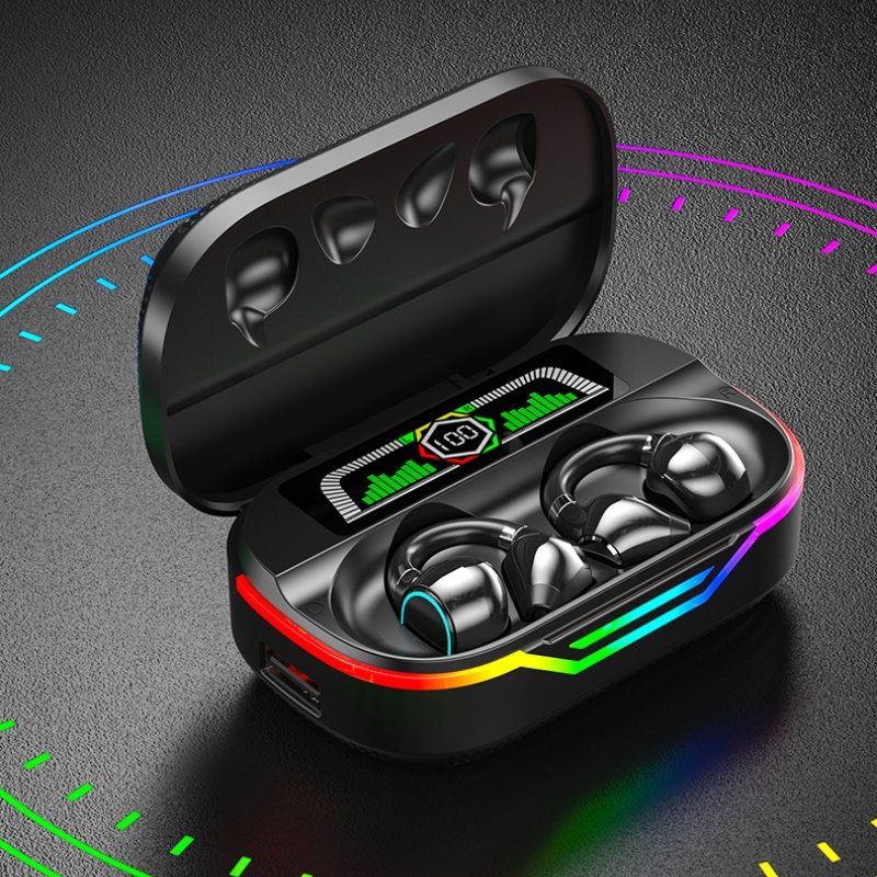 TWS Wireless BT Earphone In-Ear Music Headset with Touch Control RGB Light Gaming Features Digital Display Battery Indicator