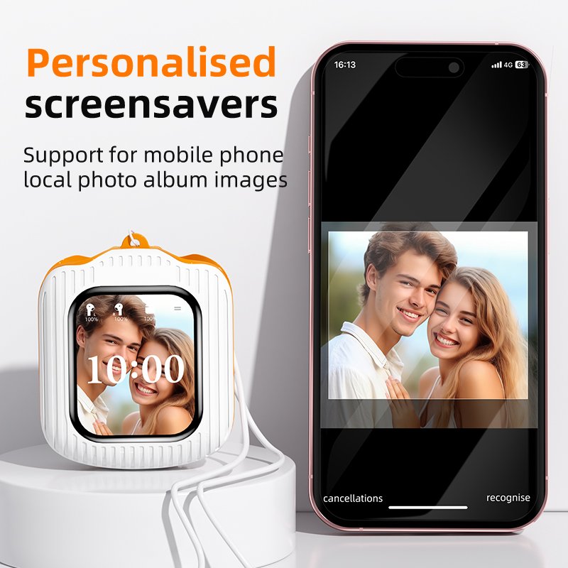 K8 LCD Multifunctional Touch Screen Earbuds with Built-In MP3 Playback Function and Wireless Remote Control Photography Function