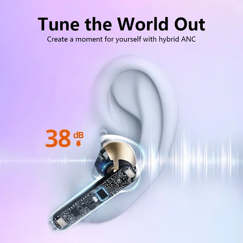 Air 39 TWS Earphones Transparent Fashion ENC Noise Canceling BT V5.3 Earbuds Wireless BT Headset Works With All Mobile Phones