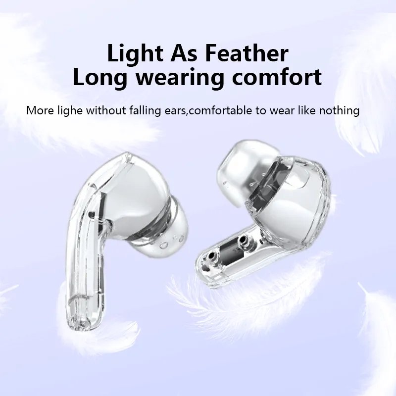 Air 39 TWS Earphones Transparent Fashion ENC Noise Canceling BT V5.3 Earbuds Wireless BT Headset Works With All Mobile Phones