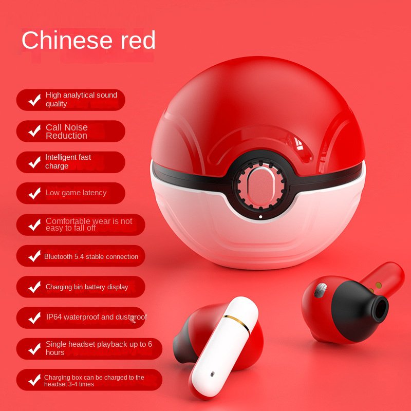 2024 New Spherical Cartoon TWS Wireless Bluetooth Headset F12 Long Life Noise Cancelling Gaming Headset Portable Pokball Earbuds
