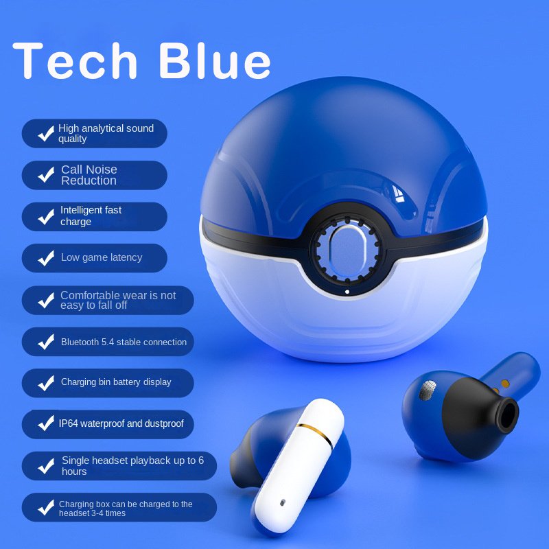 2024 New Spherical Cartoon TWS Wireless Bluetooth Headset F12 Long Life Noise Cancelling Gaming Headset Portable Pokball Earbuds