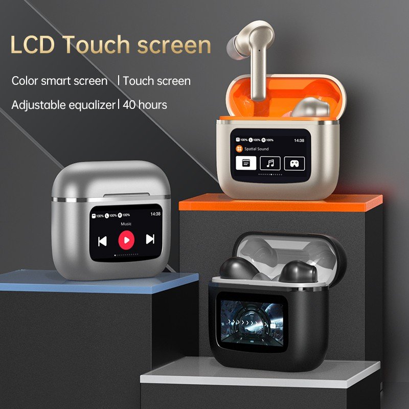 APP Control T68 Pro TWS Earphones New Long Battery Full Color LCD Touch Screen Wireless Earbuds with Noise Cancelling T68 Pro
