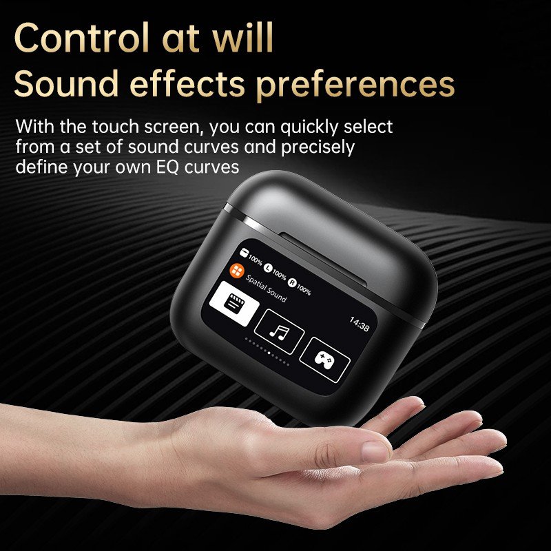 APP Control T68 Pro TWS Earphones New Long Battery Full Color LCD Touch Screen Wireless Earbuds with Noise Cancelling T68 Pro
