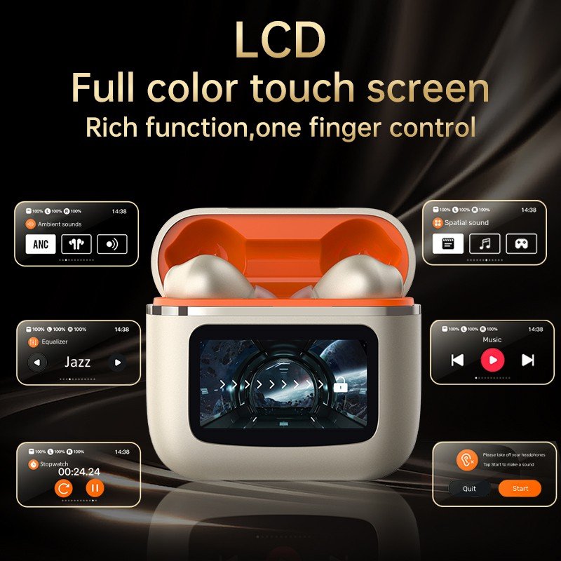 APP Control T68 Pro TWS Earphones New Long Battery Full Color LCD Touch Screen Wireless Earbuds with Noise Cancelling T68 Pro