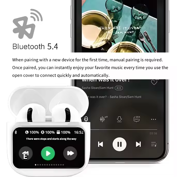 ANC Earphone A11 PRO LCD Full Touch Screen Wireless Earbuds In Ear Waterproof TWS Gaming Wireless Earphone Screen headphones