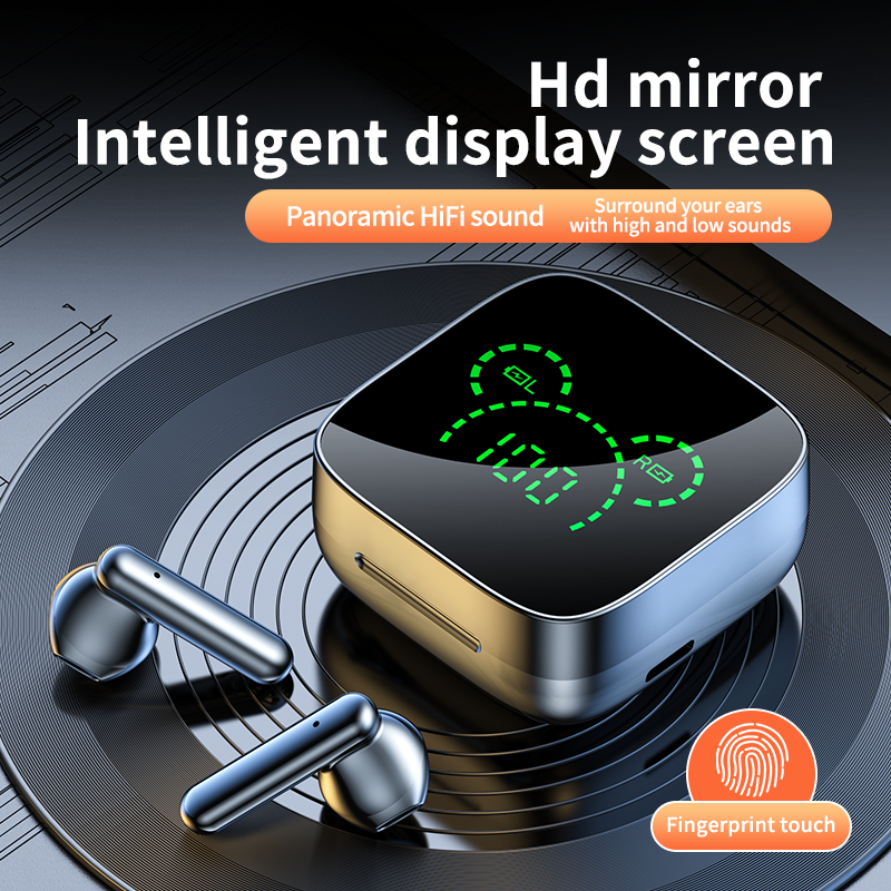 K60 BT Earphone Headphones Mirror Wireless Stereo Headset 5.3 with Digital DisplayTouch Control Sports Earbuds for Gaming