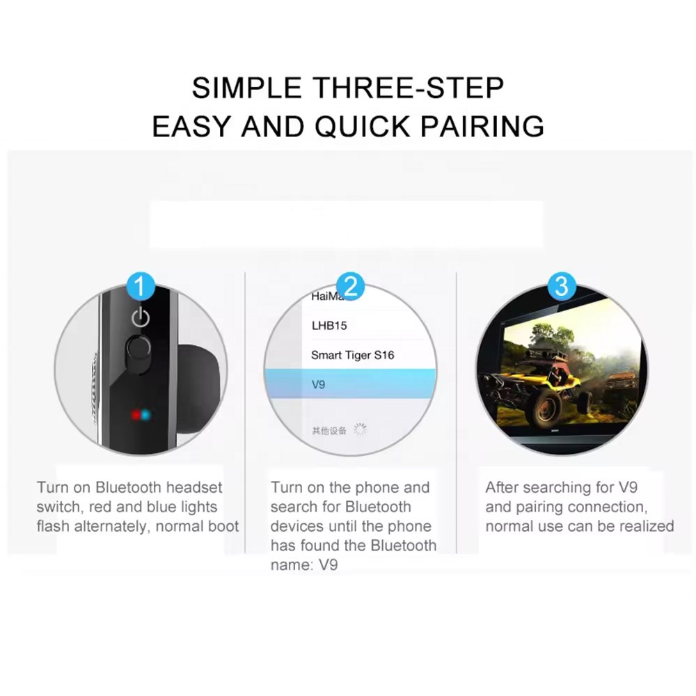 Dodoup V9 Hands free headphones HIFI Stereo TWS Wireless Earphone Earhook Earbuds for Music Listening