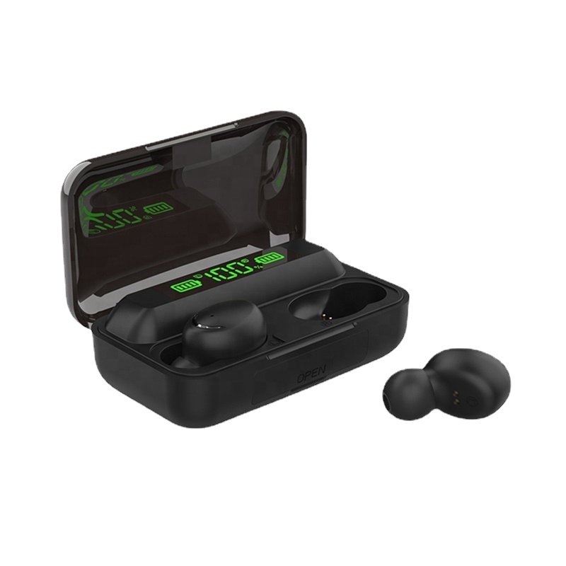 True wireless f9 f9-5 black earbuds in ear buds earbuds with power bank wholesale noise cancelling tws earphone