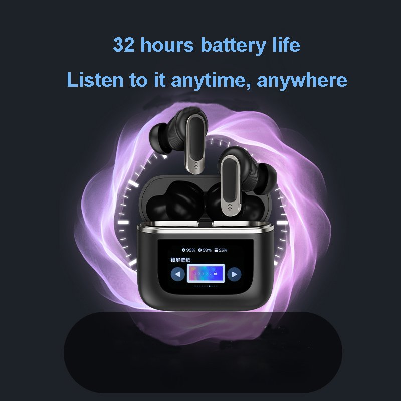 2024 NEW Touch Screen Wireless TWS Earbuds V8 ANC Noise Cancelling Music Calling Earphone Hifi Stereo in-Ear BT Headphone