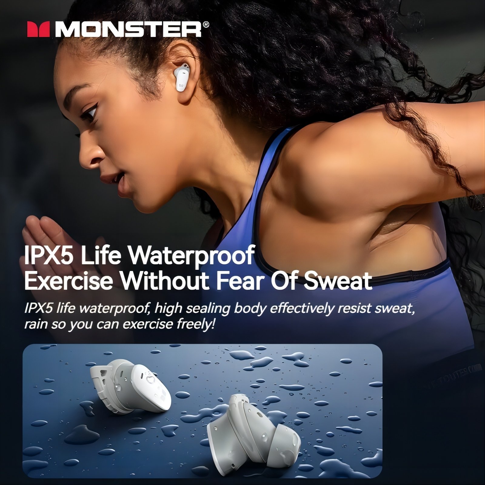 Monster N-LITE 206 Wireless Earbuds Noise Cancelling tws Earphones BT Sport Waterproof Audifonos Mini Gaming In-Ear Headphones