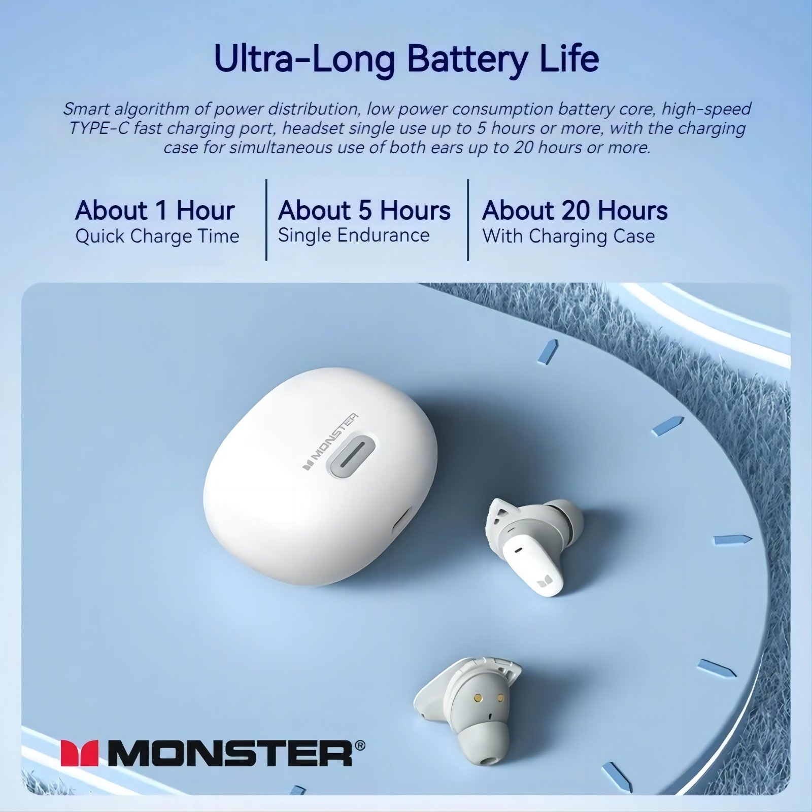 Monster N-LITE 206 Wireless Earbuds Noise Cancelling tws Earphones BT Sport Waterproof Audifonos Mini Gaming In-Ear Headphones