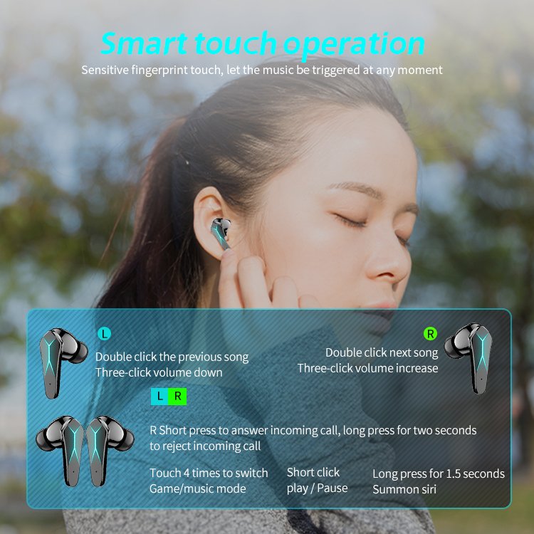 Colorful gaming earphone X7 TWS sport in-ear headphone noise cancelling IPX4 waterproof earbuds