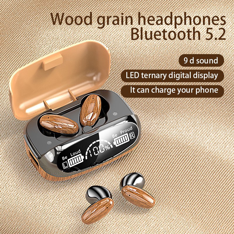 Trending 2024 New Gadgets Headsets with Power Bank Business Wireless Earphones Wood Grain Audifonos TWS Gaming In-ear Headphones