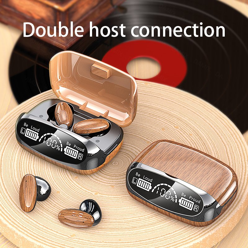 Trending 2024 New Gadgets Headsets with Power Bank Business Wireless Earphones Wood Grain Audifonos TWS Gaming In-ear Headphones