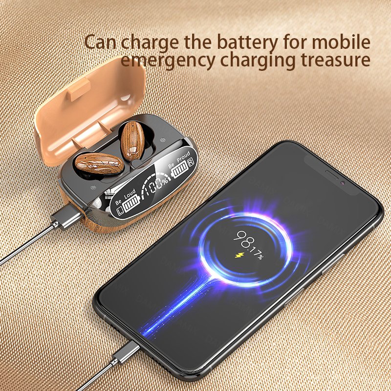 Trending 2024 New Gadgets Headsets with Power Bank Business Wireless Earphones Wood Grain Audifonos TWS Gaming In-ear Headphones