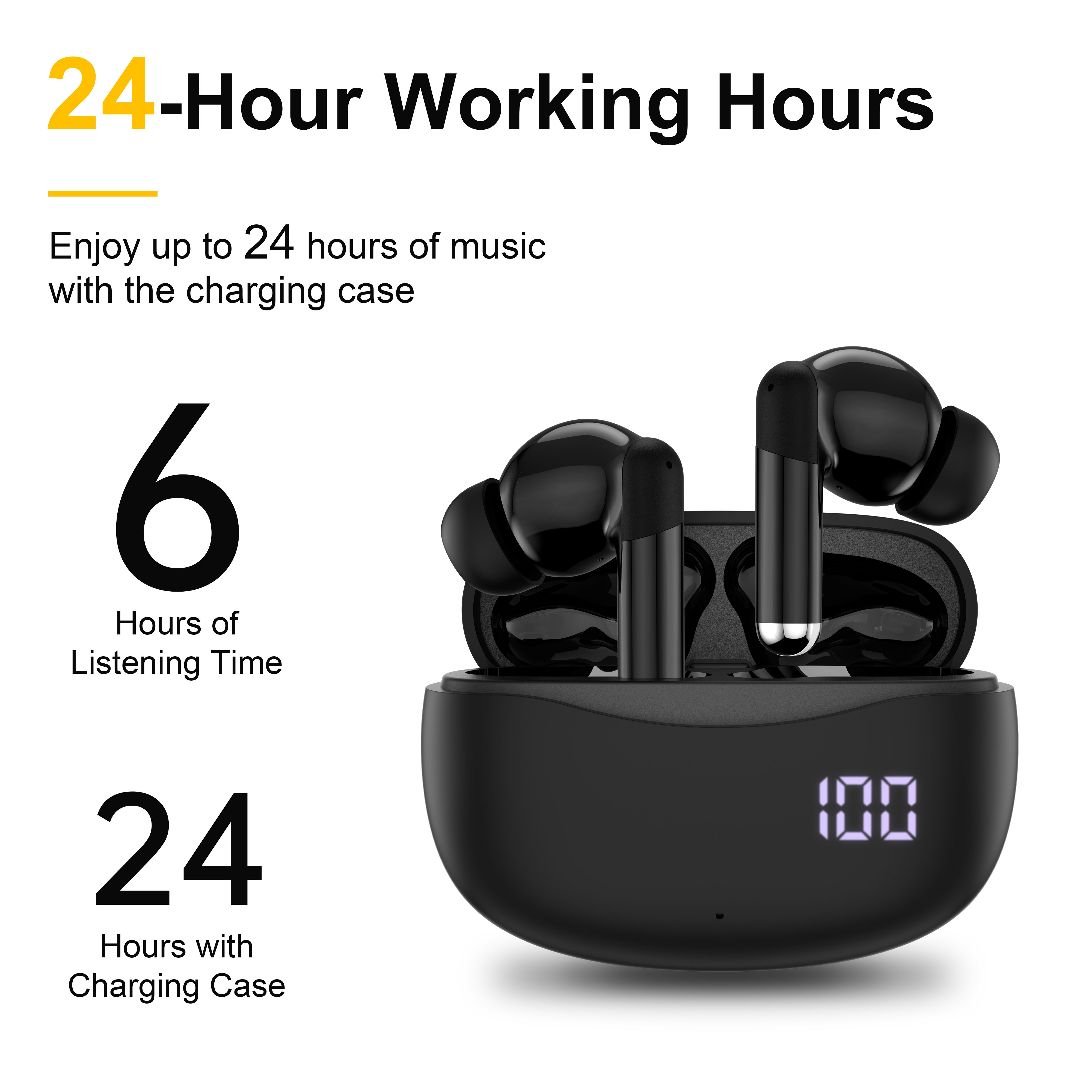 SP9D LED Dual Digital Display Wireless Earphones In Ear Mini Earbuds with Multi-function Touch Area and ENC Noise Cancelling