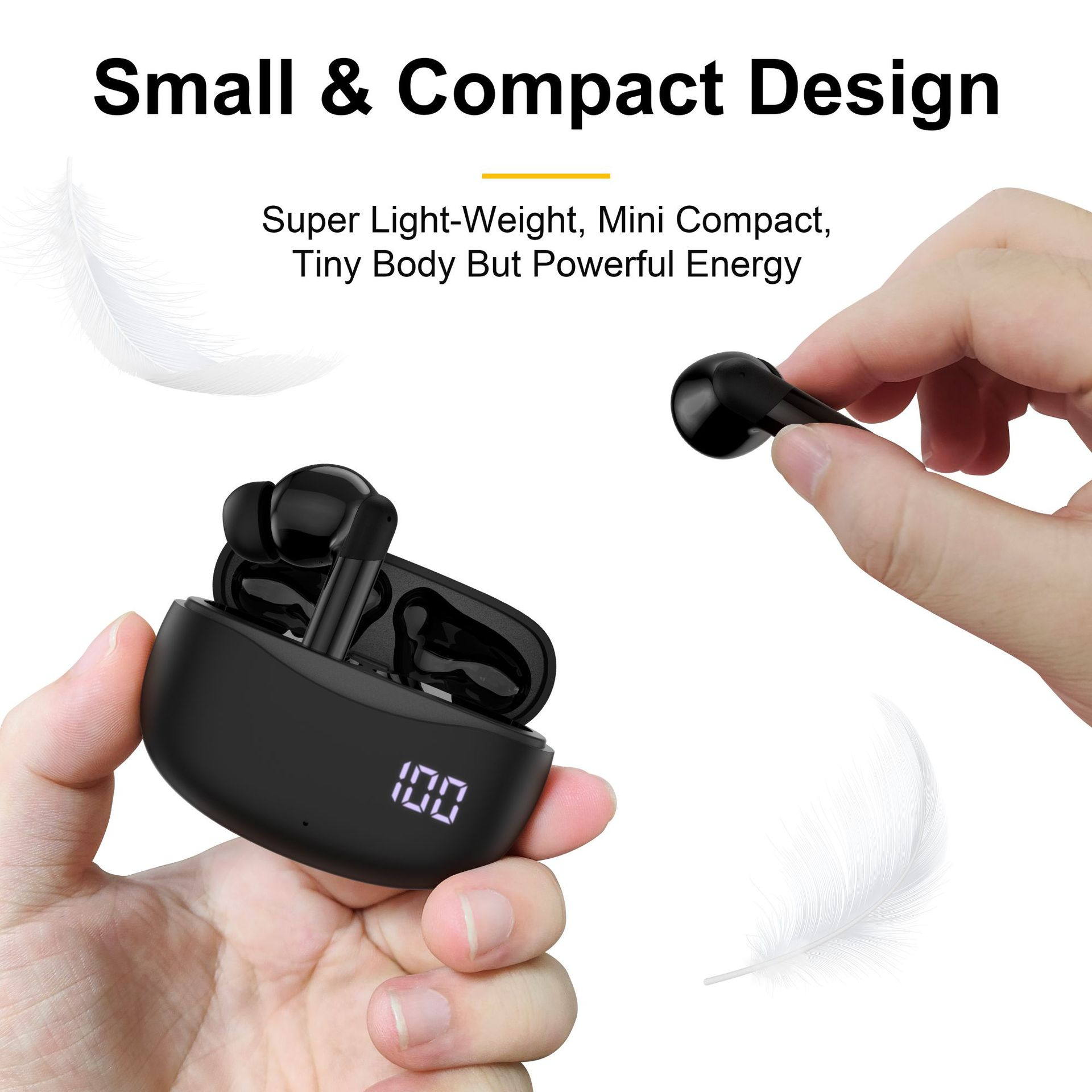 SP9D LED Dual Digital Display Wireless Earphones In Ear Mini Earbuds with Multi-function Touch Area and ENC Noise Cancelling