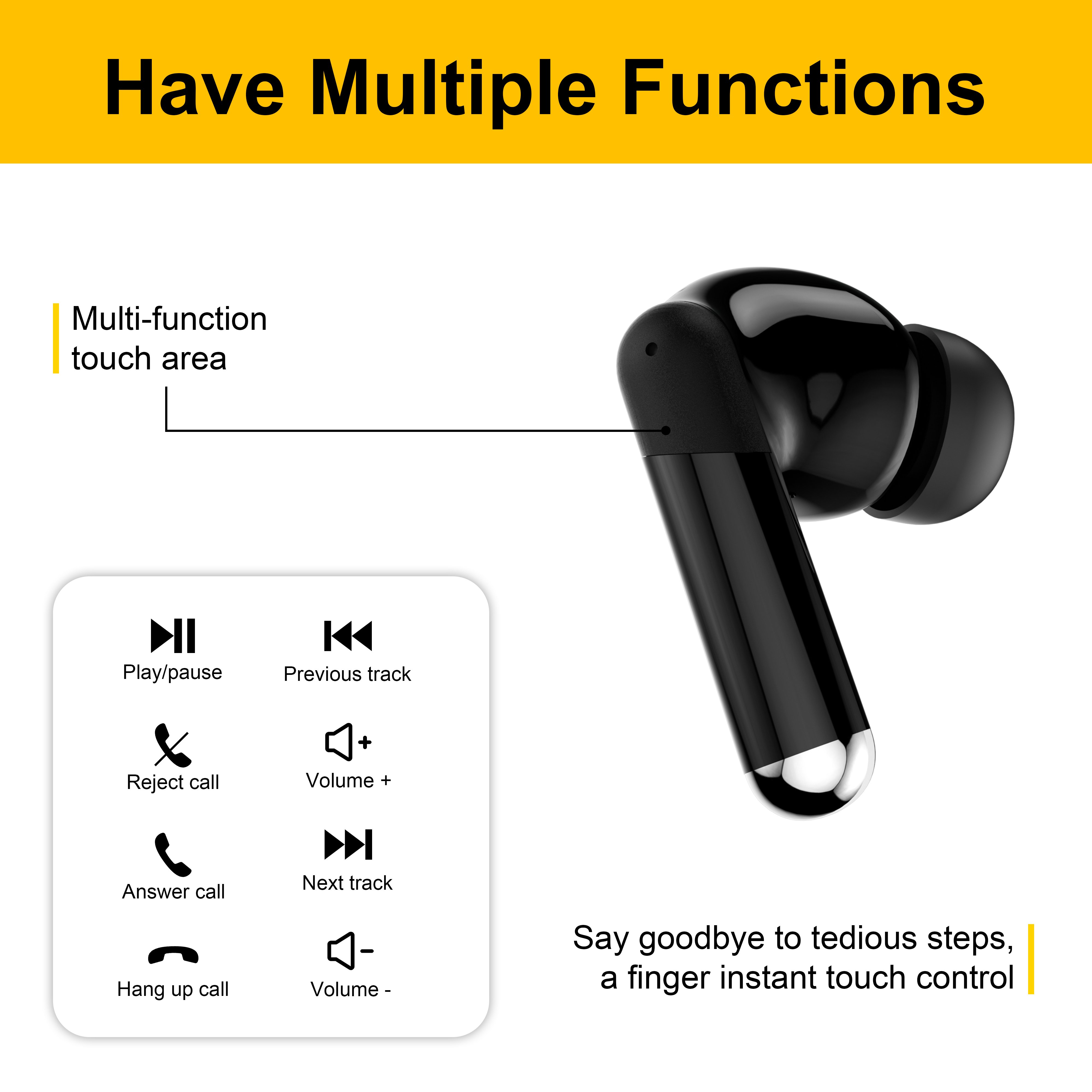 SP9D LED Dual Digital Display Wireless Earphones In Ear Mini Earbuds with Multi-function Touch Area and ENC Noise Cancelling