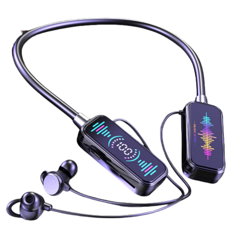2024 battery showing RGB light 60-80 hours neckband Earbuds Stereo Sport Wireless Headphones in Ear EQ mic koraoke Headset