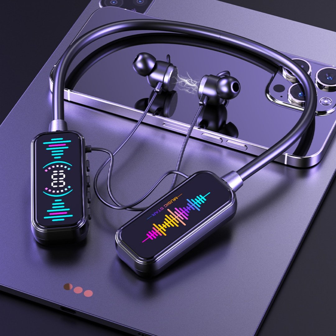 2024 battery showing RGB light 60-80 hours neckband Earbuds Stereo Sport Wireless Headphones in Ear EQ mic koraoke Headset