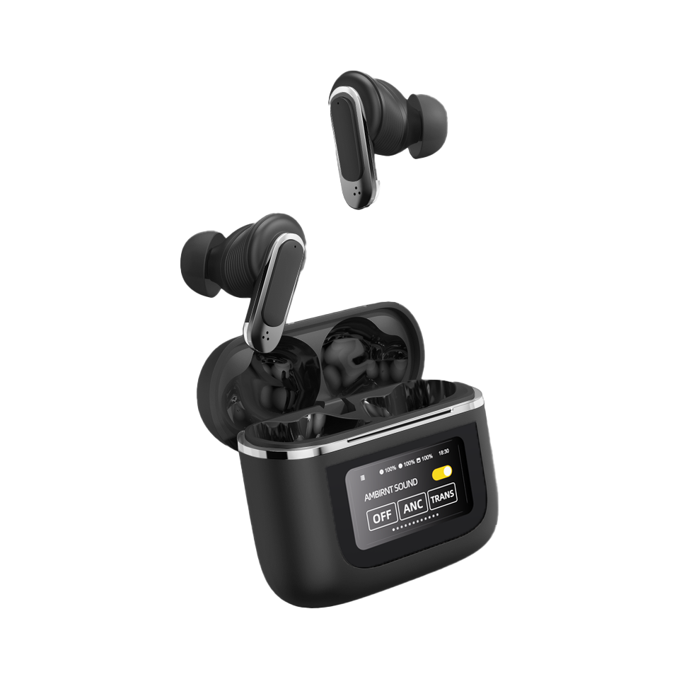 Yootype V8 touch screen led digital display power real ANC ENC Quad mics tour pro tws earbuds earphone smart screen headphone