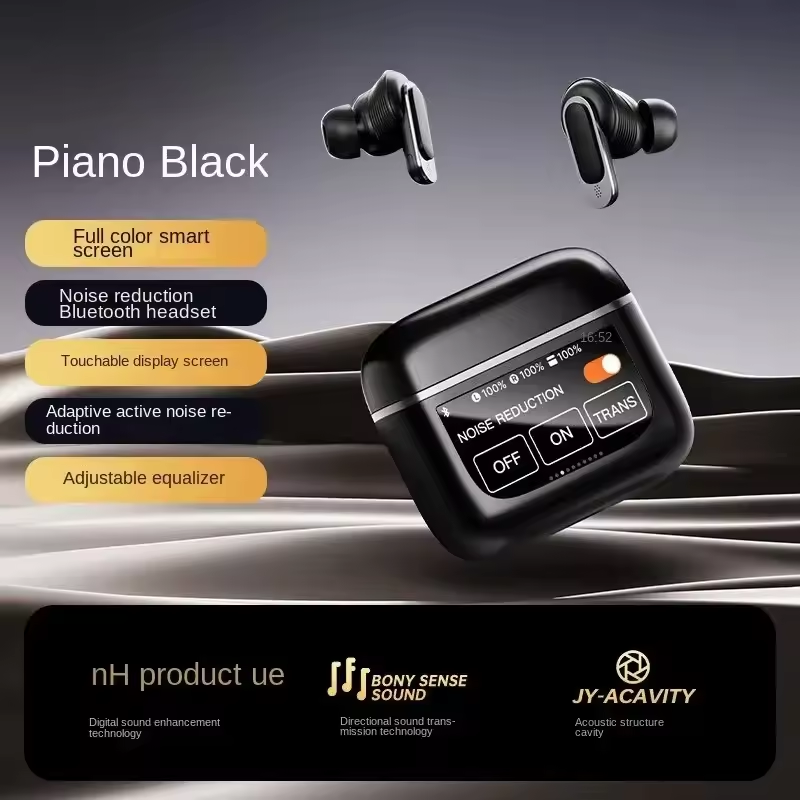 Yootype V8 touch screen led digital display power real ANC ENC Quad mics tour pro tws earbuds earphone smart screen headphone