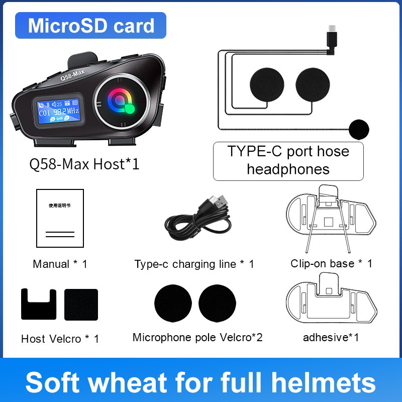 Best Quality Q58 Max Helmet Intercom System Wireless Motorcycle Intercom With FM radio And 6 EQ Sound Effect