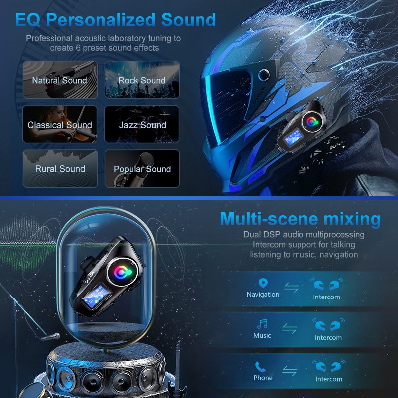 Best Quality Q58 Max Helmet Intercom System Wireless Motorcycle Intercom With FM radio And 6 EQ Sound Effect