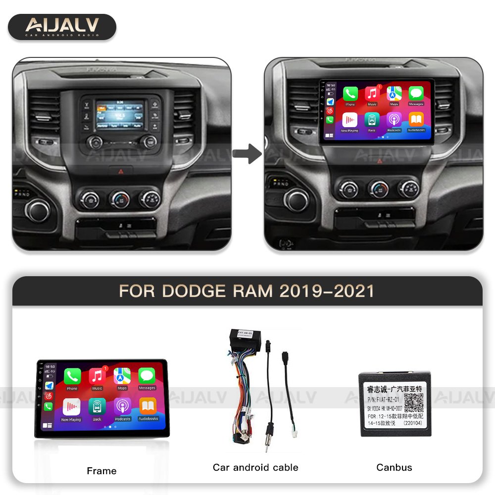 The latest car Android navigation player frame for DODGE RAM 2019-2021 Matte Black LHD/RHD 9 inch 2Din car radio auto supported