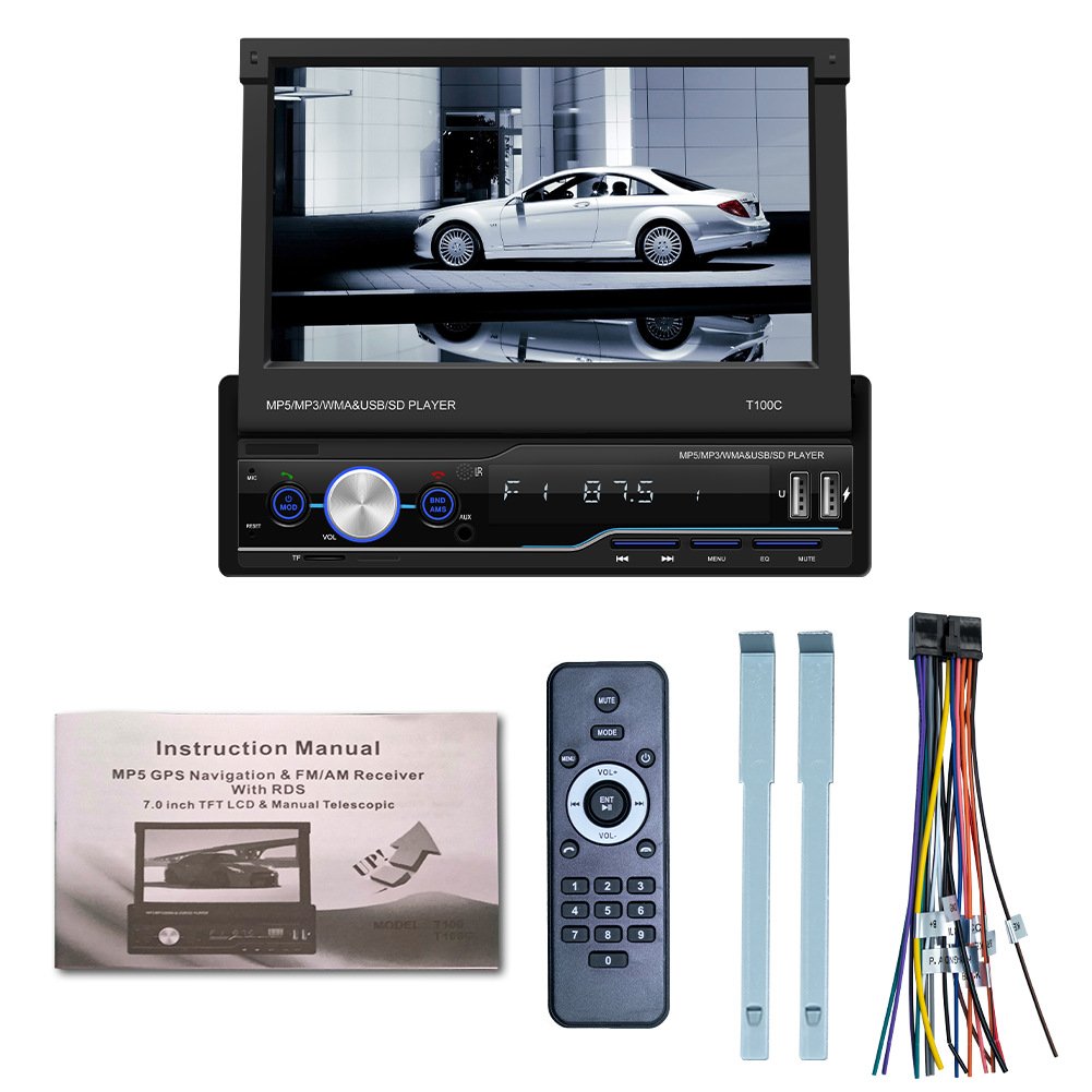 Single Din for Apple Carplay Car Stereo with BT 5.0 Flip Out Touchscreen Car Radio Touch Screen Display Radio