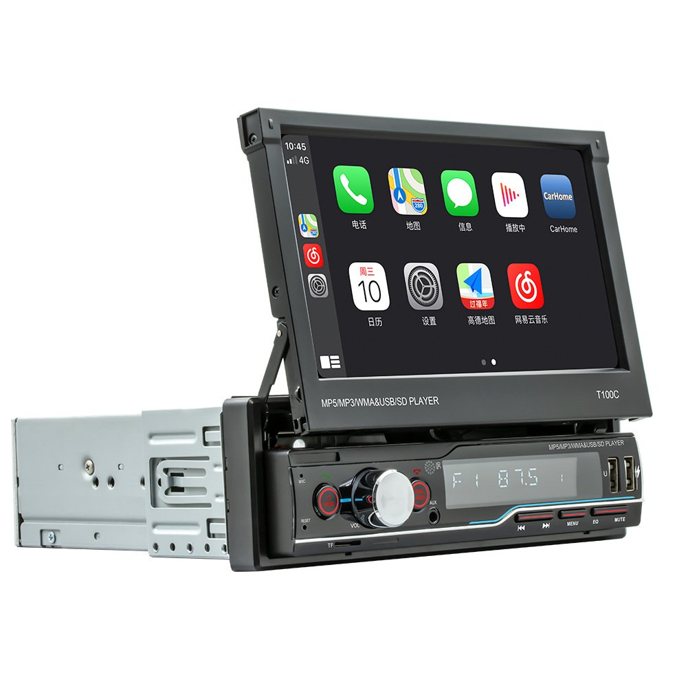 Single Din for Apple Carplay Car Stereo with BT 5.0 Flip Out Touchscreen Car Radio Touch Screen Display Radio