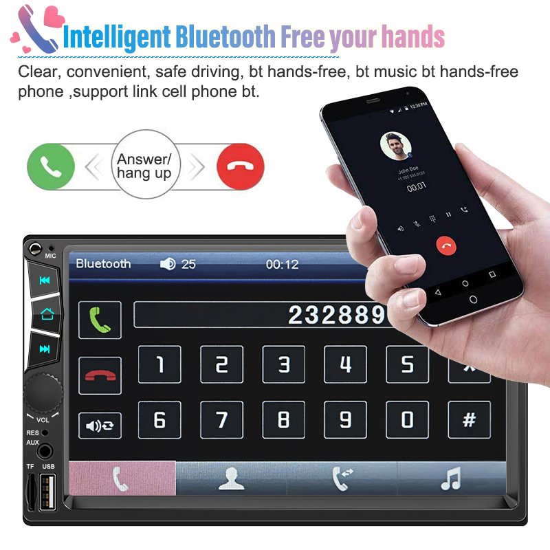 7052 dual-spindle din 7inch car mp5 player full touch screen car multimedia radio stereo video dvd player