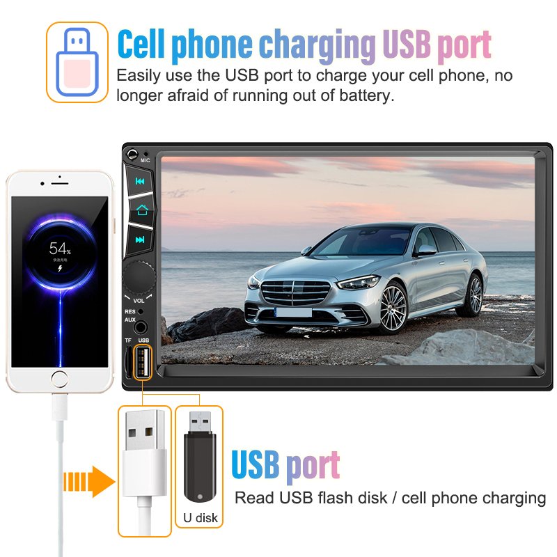 7052 dual-spindle din 7inch car mp5 player full touch screen car multimedia radio stereo video dvd player